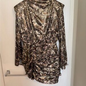All Saints Metallic Floral Mini Dress